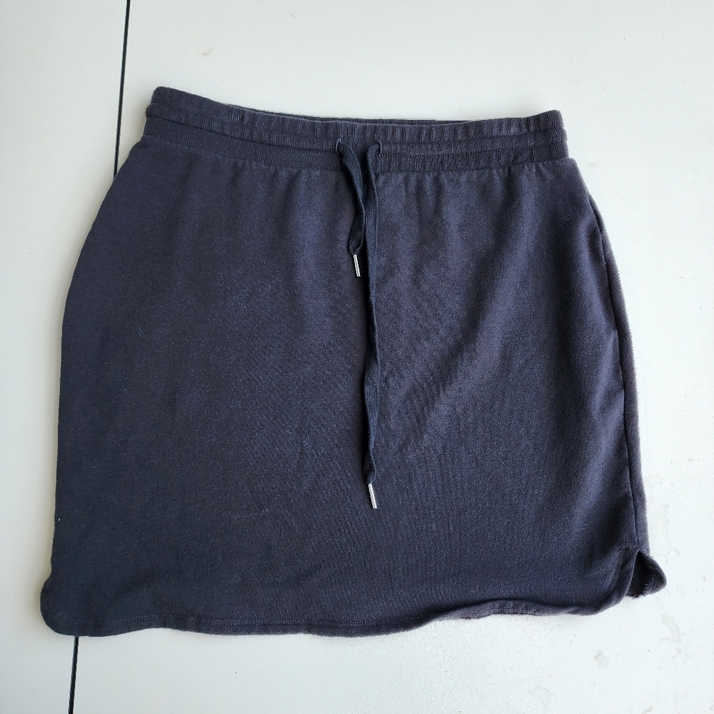 DAILY RITUAL Women's Sweatshirt Mini Summer Skirt Black Drawstring Sz M